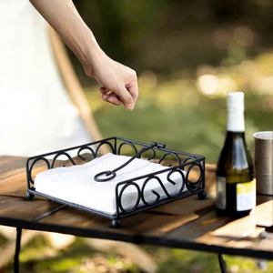 <b>Black</b> Metal Napkin Holder with Weighted Arm Decorative Tabletop <b>Paper</b> Napkin Organizer for Kitchen Dining Table Restaurant Cafe - Product Image 3