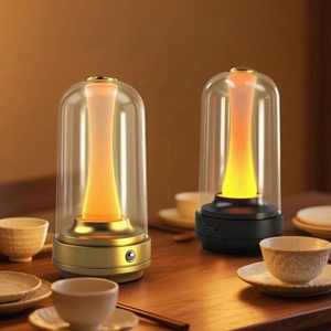 USB Rechargeable Candle Table Lamp Stepless Dimmable 3 Color <b>Touch</b> Control Bedside Desk <b>Light</b> Romantic Room Decor - Product Image 2