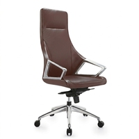 Fauteuil de bureau de direction moderne en cuir marron de luxe, réglable, pivotant, à dossier haut, avec roulettes, pour chambre, bureau à domicile, salon