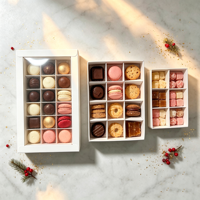 Boîte à chocolat personnalisée imprimée, emballage carré en papier écologique, boîte à dessert avec couvercle transparent et compartiments, boîte à chocolat