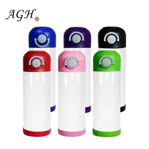 USA Warehouse Stainless Steel Sublimation Blank 12oz Water Bottles Children Kids Tumbler Straw With Carrying Handle