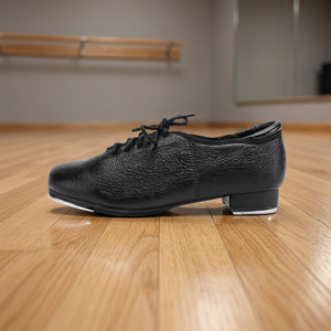 Zapatos de claqué profesionales de cuero genuino negro para hombre, tacón plano, suela dividida, zapatos de baile Oxford, tacones de aluminio, modelo BFA-1200 - Product Image 3