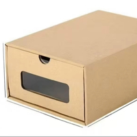 Boîte carrée en papier kraft recyclable et écologique personnalisée avec pelliculage brillant pour le rangement de chaussures, vêtements et chaussettes - Tiroir personnalisé - RWHT