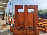 Cascade décorative de jardin en acier Corten, grande fontaine d'eau, résistante aux intempéries, durable, art déco moderne