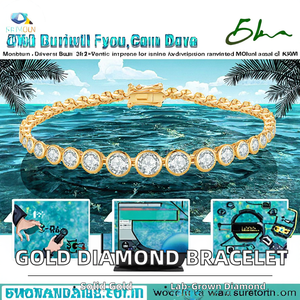 18K <b>Solid</b> <b>Gold</b> IGI 4.2 Carat QUEENSUN Vintage Laboratory Cultivated Diamond Women's Brilliant Cut Bracelet Gradient Diamond - Product Image 3