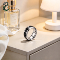Bagues ou alliances vintage en acier inoxydable plaqué noir avec incrustation de zircon, style classique, pour hommes et femmes