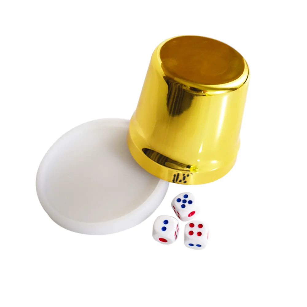 Hoge Reflecterende Metalen Glanzende Gouden Poker Dice Cup Voor Poker Dobbelstenen Gokken Dobbelstenen Cup