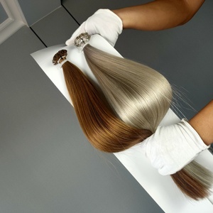 Extensions de cheveux I-Tip en gros, 100% cheveux humains russes, double épaisseur, extensions de cheveux I-Tip à la kératine, pointes plates I, U, K - Product Image 1