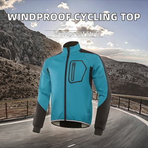 Veste de cyclisme pour homme à manches longues, coupe-vent, respirante, jersey 100% polyester, vêtements de vélo OEM - Product Image 2