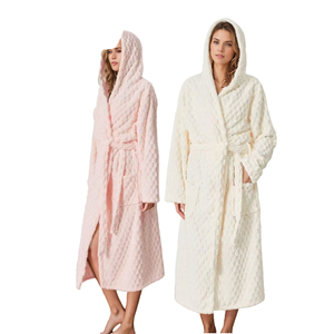 Peignoir en flanelle corail thermique élégant personnalisé avec cordon de serrage, hiver, anti-enfants, durable, lavable en machine, maison, hôtel, avion - Product Image 4