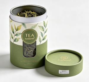 Custom Tea Packaging With Metal Lid Biodegradable Cardboard Tube Loose Leaf Tea Can Cylinder for Coffee Paper Packaging - Product Image 2