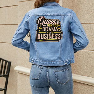 Toppe Ricamate in Tessuto con Design 'Queens Don't Do Drama' Pronte da Applicare con Ferro da Stiro, Prezzo all'Ingrosso, Alta Qualità - Product Image 2