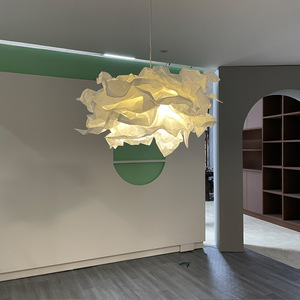 Bana Lighting Wabi Sabi Paper Art Chandelier Led Light White Bamboo Rattan Hotel Guesthouse Ceiling Lamp - Product Image 2