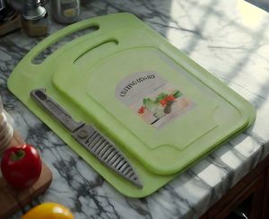 Planche à découper en plastique jetable moderne et compacte avec logo personnalisé, ensemble de couteaux inclus - Product Image 1