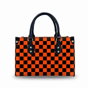 Designer Orange Checked Square Minimalist Handbags Design Your Own Leather Handbag Stylish Handbags For Women