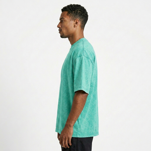 Camiseta para Hombre con Lavado Ácido, Algodón Pesado Premium, Corte Oversize, Cuello Redondo, Manga Corta, Estilo Urbano Vintage, Transpirable - Product Image 2