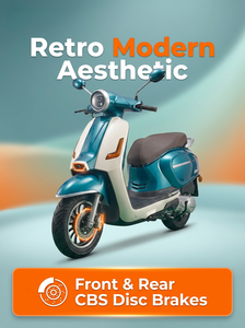 Scooter à essence rétro 125cc homologué EURO 5 CEE, moto 125CC 4 temps refroidie par air avec freins à disque CBS et démarrage sans clé - Product Image 4