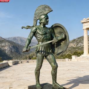 Sculpture de guerrier spartiate grandeur nature en bronze YOUFINE, art antique pour place publique et <span class=keywords><strong>musée</strong></span> - Product Image 1