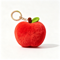 Porte-clés en peluche personnalisé Kawaii en forme de fruit, pomme rouge mignonne, pendentif de sac en peluche douce, vente en gros de jouets porte-clés en peluche personnalisés