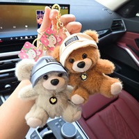 Nouvel Arrivage : Porte-clés en peluche Ours en peluche avec chapeau, Pendentif personnalisable avec logo, Breloque pour sac à dos et clés de voiture, Cadeau pour fille