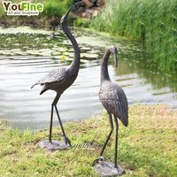 Fontaine de sculpture décorative d'extérieur grandeur nature en métal animal héron statue bronze palican