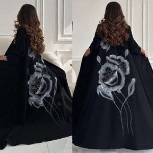 Bordado <span class=keywords><strong>de</strong></span> las mujeres abierto Abaya vestido musulmán islámico Cardigan Dubai Kaftan Robe - Product Image 5