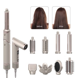 Brosse à air chaud pliable 8 en 1, sèche-cheveux lisseur boucleur interchangeable à grande vitesse, styler en une seule étape, brosse sèche-cheveux - Product Image 1