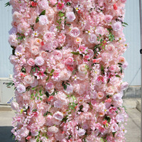 Mur de fleurs artificielles 3D en rouleau, rose et lys roses, pour décoration de toile de fond de mariage, d'événements et de scènes