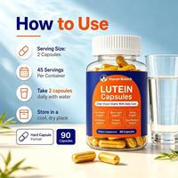 Capsules végétaliennes à base de plantes de lutéine et de zéaxanthine, 60 à 180 unités en flacon/bocal, pour le soutien de la vision et la protection contre la lumière bleue.