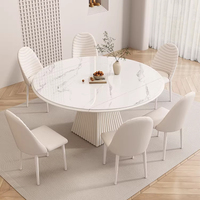 Table et chaises de salle à manger modernes rétractables, rondes et carrées, à double usage, en dalle de roche, avec pieds robustes, adaptées aux restaurants