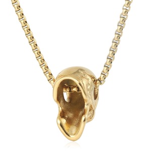 yunnique <b>Titanium</b> Steel Skull Pendant Gold Color Geometric Design For Men Fashion Necklace 60cm <b>Chain</b> - Product Image 3