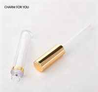 Flacon vide pour gloss à lèvres, étiquette privée, bouchon en métal doré, emballage cosmétique transparent pour huile à lèvres, impression personnalisée, tube pour gloss à lèvres