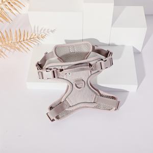 Produk terlaris untuk 2025 bantalan lembut Harness hewan peliharaan anjing Harness dapat disesuaikan desainer mewah abu-abu korduroi pelatihan Harness anjing - Product Image 1