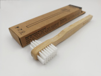 Brosse à prothèses dentaires double tête personnalisable avec logo, à poils moyens en nylon, pour usage domestique et nettoyage des dents artificielles