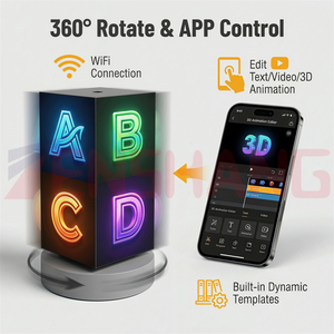 Módulo LED GOB P1.25, Logotipo 3D, Señalización <span class=keywords><strong>Digital</strong></span> 360 °   Exhibidor LED Cúbico Giratorio de 4 Lados con Batería para Publicidad en Tiendas - Product Image 5