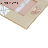 Dessus de table rayé de 4x6 pouces fait à la main avec cadre photo en bois naturel cadeau de décoration artistique pour la maison affichage de photos créatives
