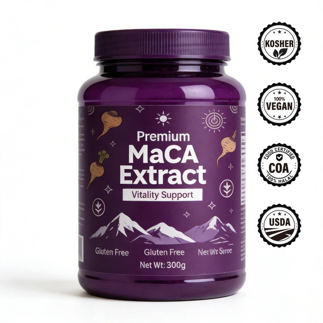 Natural Maca Powder Herbal Root Support Custom Formulations Private Label Manufacturing OEM COA GMP Organic Certified Energy