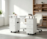 Mesa de Manicura de Diseño Moderno y Lujoso, Mueble Multifuncional de Madera Sólida para Salón de Belleza y Sala de Estar