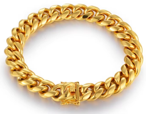 <span class=keywords><strong>Collana</strong></span> e Bracciale a Catena Cubana Miami in Acciaio Inossidabile Placcato <span class=keywords><strong>Oro</strong></span> 18K, Larghezza 10mm, SSCN--004 - Product Image 4