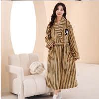 Peignoir à col châle rayé épais et fin, en polyester jacquard, pour hôtel et spa, avec logo personnalisé, vente en gros, unisexe