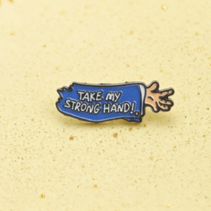 Kim loại vui nhộn phong cách Nhật Bản trâm cài phim hoạt hình với trích dẫn Phim Kinh Dị 'hãy nắm lấy bàn tay mạnh mẽ của tôi' - Product Image 2