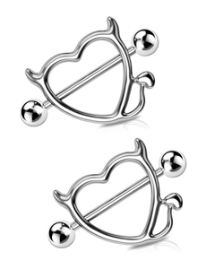 Devil Heart <strong>Nipple</strong> <strong>Rings</strong> Surgical Steel 316L <strong>Nipple</strong> Piercing Bar Piercing Jewelry <strong>for</strong> Women <strong>Men</strong> - Product Image 5