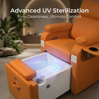 Fauteuil de manucure et pédicure de luxe avec dossier réglable, spa pour les pieds électrique sans tube en verre céramique pour salon de beauté, automatique et complet