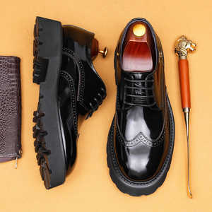 Zapatos Oxford de Vestir para Hombre, de Cuero Genuino, Punta Redonda, con Cordones, Color Sólido, Suela de Goma Antideslizante, para Todas las Temporadas, Envío Directo - Product Image 2