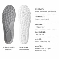Semelles de sport ultra-douces Cloud Step en nid d'abeille, respirantes, anti-transpiration, légères, amortissantes, 5-12 mm, 3 couleurs, 35-46, OEM