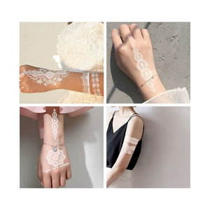 Pegatina <span class=keywords><strong>de</strong></span> <span class=keywords><strong>tatuaje</strong></span> blanca <span class=keywords><strong>de</strong></span> flor <span class=keywords><strong>de</strong></span> Henna impermeable, brazalete temporal <span class=keywords><strong>de</strong></span> encaje para manos, <span class=keywords><strong>tatuaje</strong></span> - Product Image 4