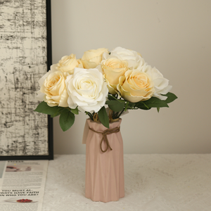 <span class=keywords><strong>Bouquet</strong></span> de roses artificielles polyvalent rose <span class=keywords><strong>et</strong></span> <span class=keywords><strong>blanc</strong></span> avec feuilles vertes pour centres de table de mariage, bouquets de mariée, décorations de fête - Product Image 6