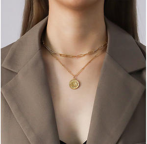 Collar de acero inoxidable con colgante de sol, Estrella y Luna, regalo de Navidad, 2020 - Product Image 4