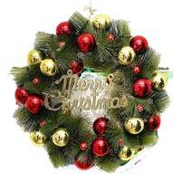 Karangan Bunga Natal Gaya Eropa Ramah Lingkungan Buatan Tangan Kelas Atas dengan Hiasan Buah Pinus untuk Dekorasi Dinding Dalam Ruangan