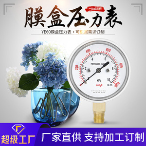 El fabricante de manómetros de diafragma YE60 suministra manómetros de presión de gas, manómetros de presión de vacío, manómetros de presión negativa y - Product Image 5